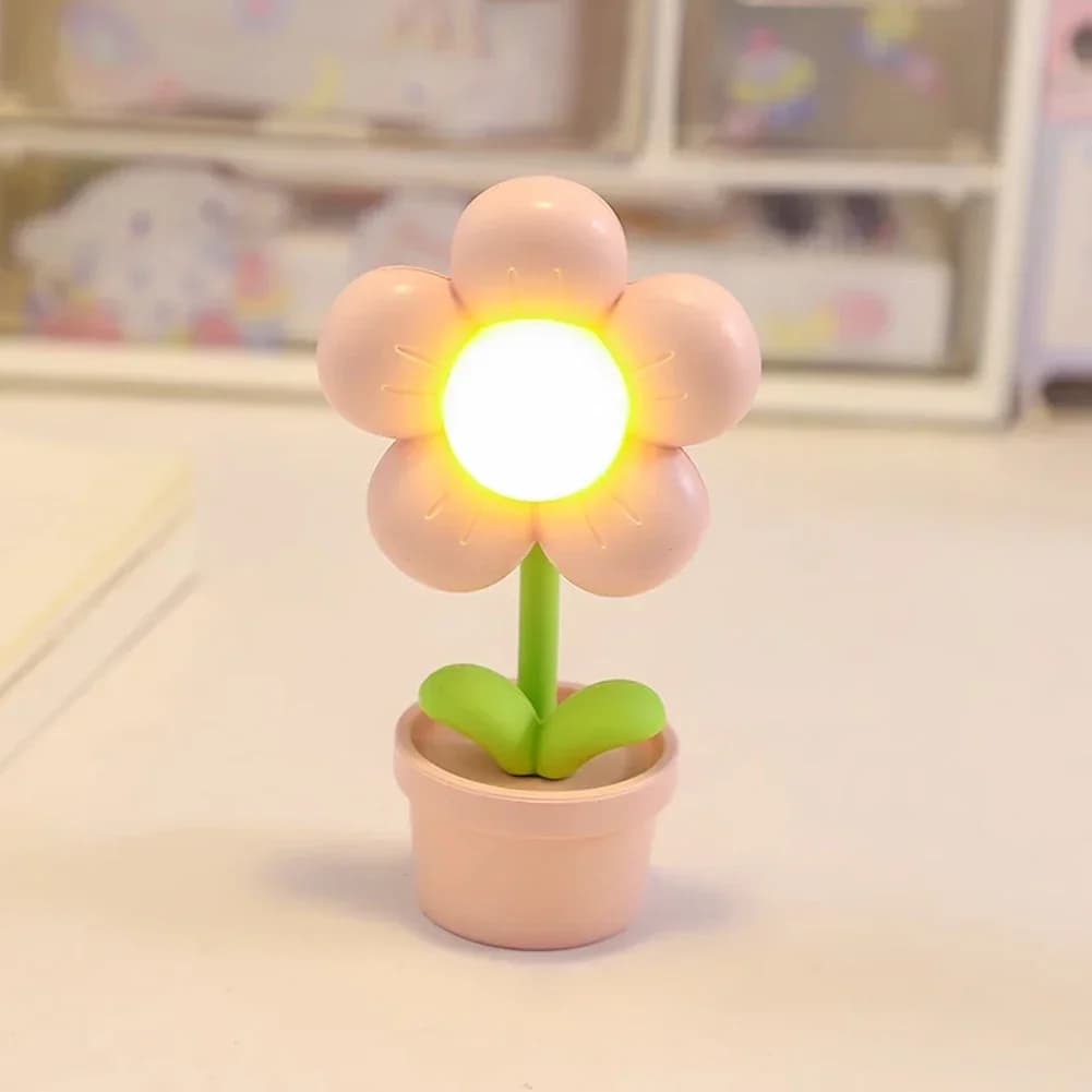 Mini veilleuse LED fleur mignonne, petite lampe de table, ornement de bureau, chevet, chambre à couc