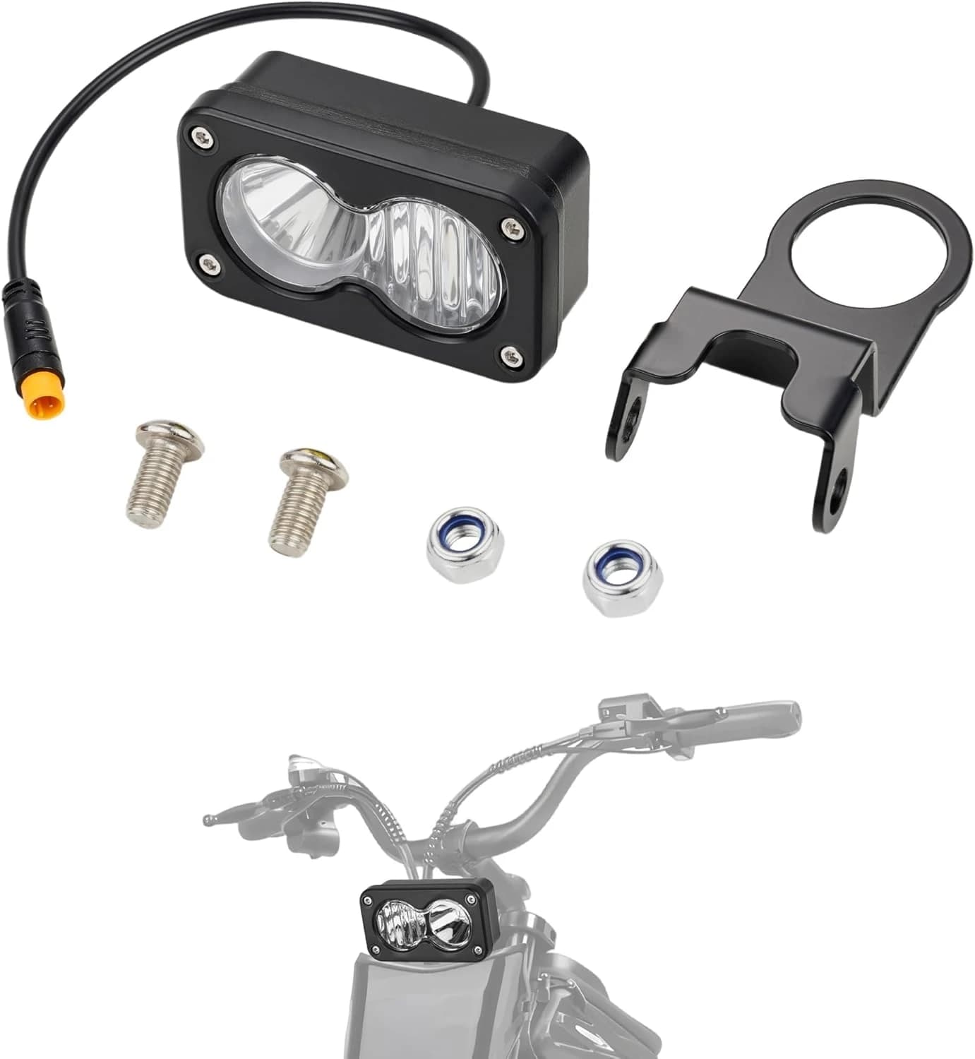 Phare LED pour vélo électrique, 6500K 20W, phare étanche 3 broches 12V-60V pour vélo électrique, mot