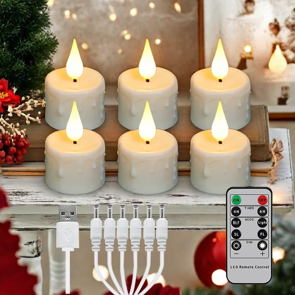 FPOO 6/12 pièces bougies d'éclairage Led rechargeables minuterie électronique sans flamme télécomman