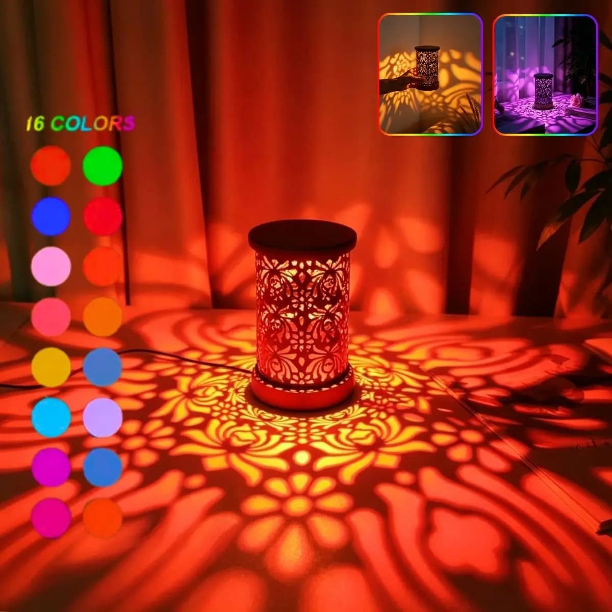 Petite lampe de bureau creuse avec lumière multicolore réglable, lampe de chevet pour table de cheve