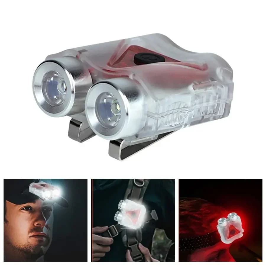 Lampe frontale étanche multifonctionnelle avec Clip pour chapeau, Rechargeable, avec porte-clés, pou