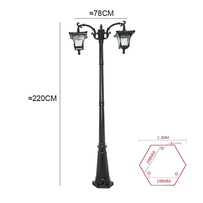 (H≈2.3M) lampe de jardin européenne, lampadaire communautaire étanche extérieur, lampe de paysage à