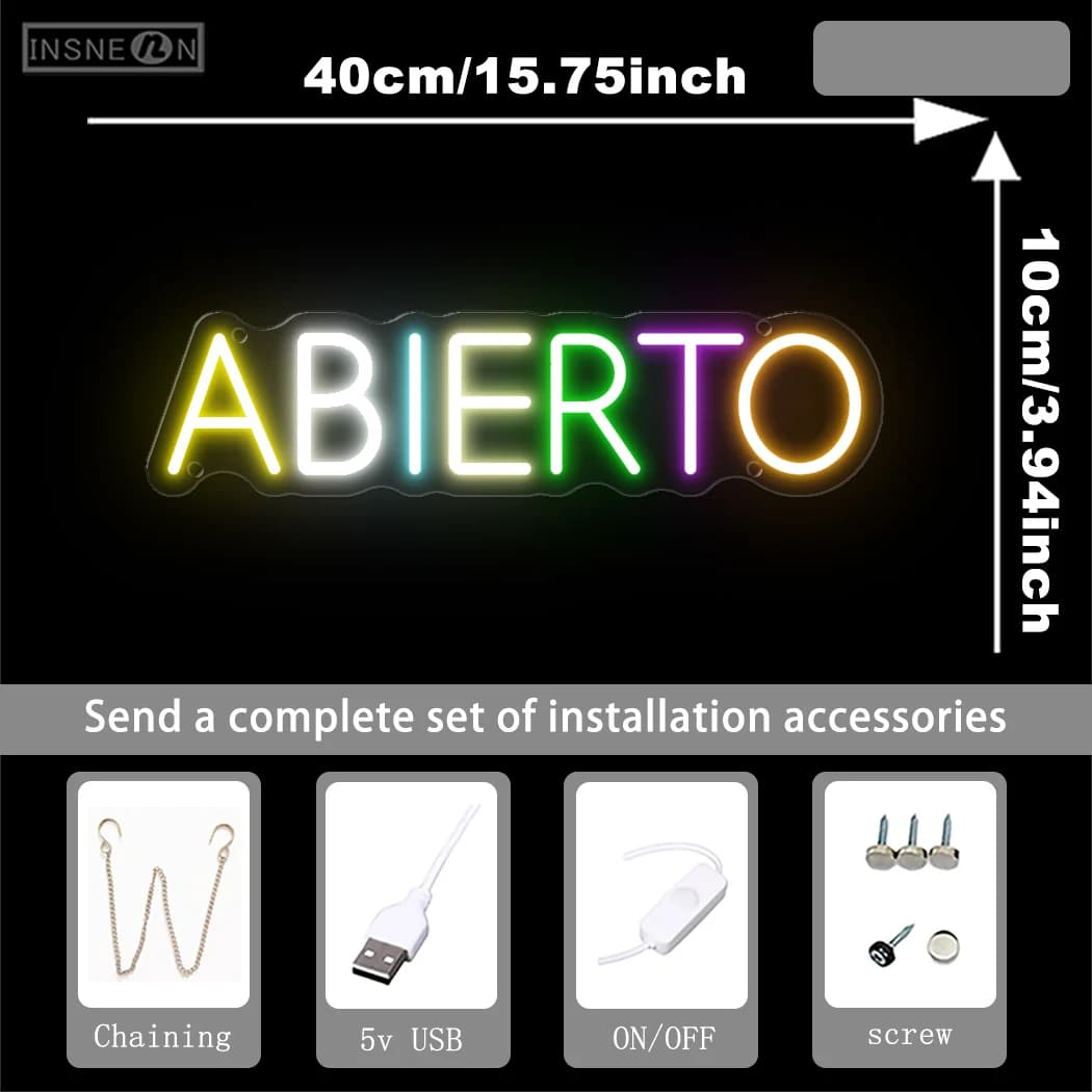 ABIERTO bienvenue enseigne au néon lumière LED pour Restaurant Bars café boutique d'affaires panneau