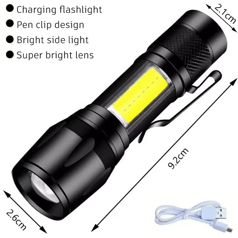 Lampe de poche tactique Ultra lumineuse P50 LED, torche portative Zoomable EDC, projecteur d'urgence