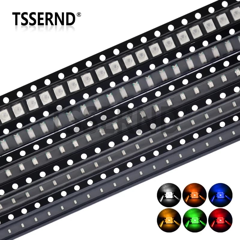 Diode électroluminescente SMD LED, rouge, jaune, vert, blanc, bleu, orange, bonne qualité, 100, 0402
