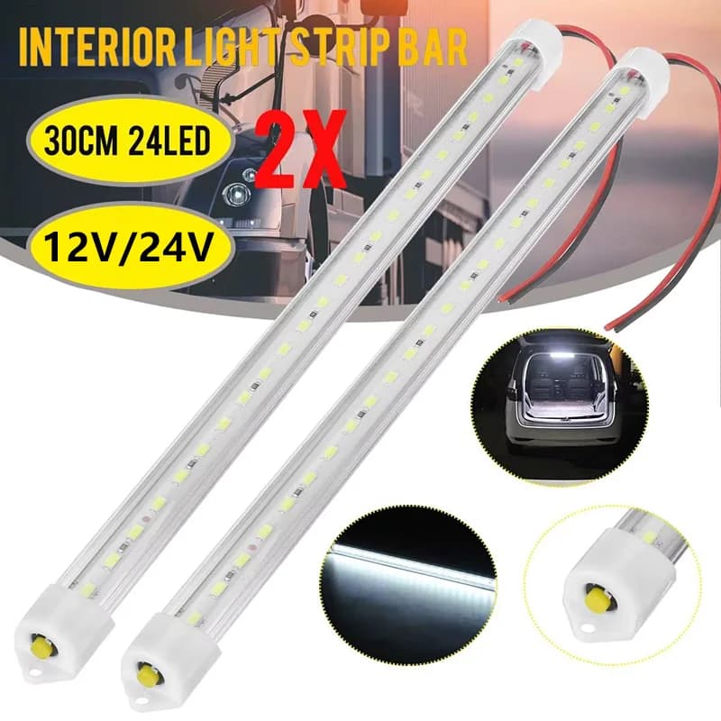 2 pièces 24LED RV Camper lumière lecture barre lumineuse 12V Bus camping-car Van caravane lampe LED