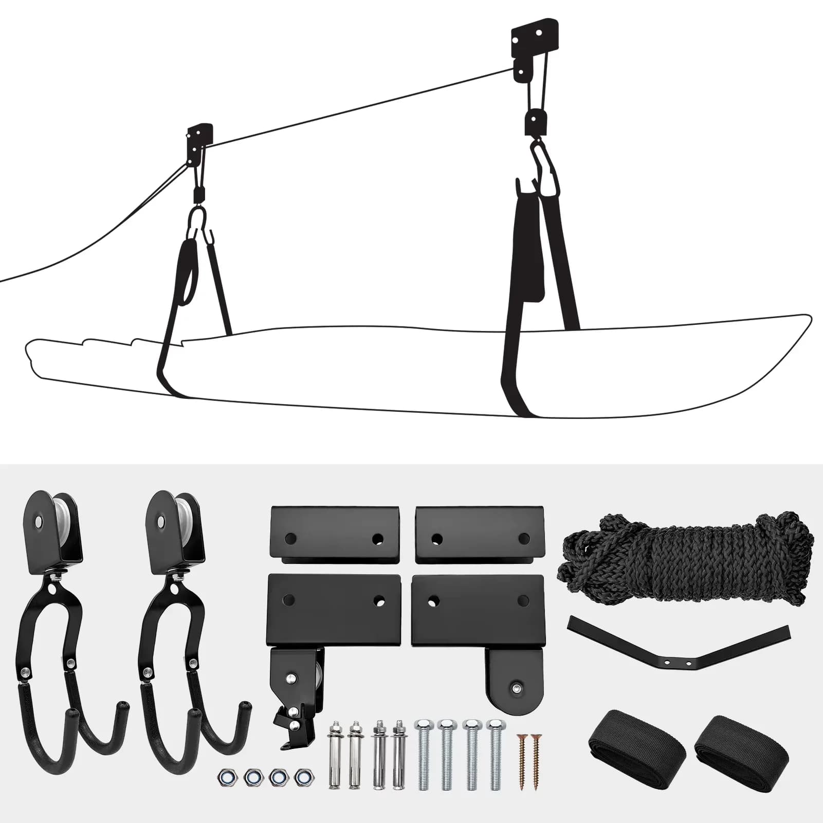 Support de plafond pour Kayak, avec système de poulie suspendue, support de plafond pour Kayak, supp