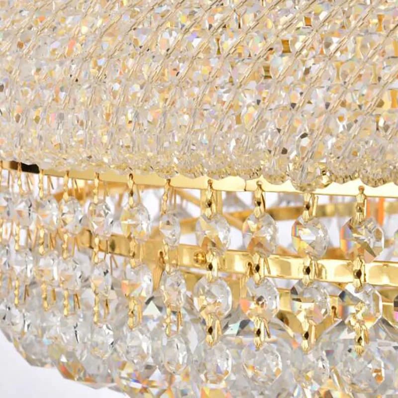 Plafonnier LED suspendu en cristal doré, design rond, lumière de luxe, luminaire décoratif d'intérie