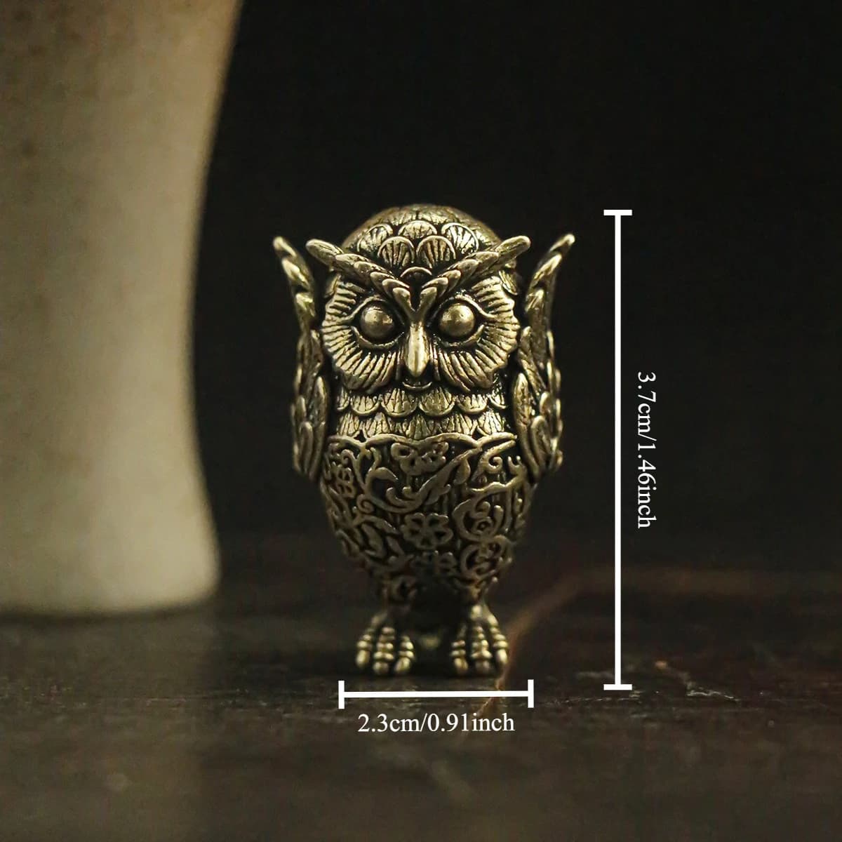 Statue de hibou Vintage en laiton massif, revêtement d'oreille, Sculpture animale, décor de bureau,