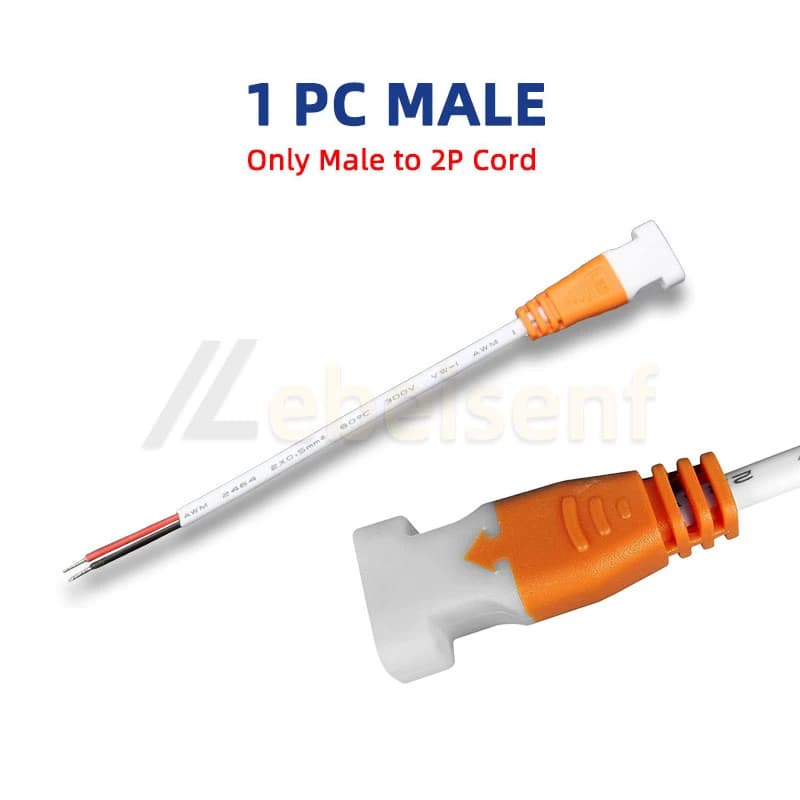 Connecteurs d'alimentation LED avec boucle de verrouillage, câble de 15cm de long, prise mâle femell