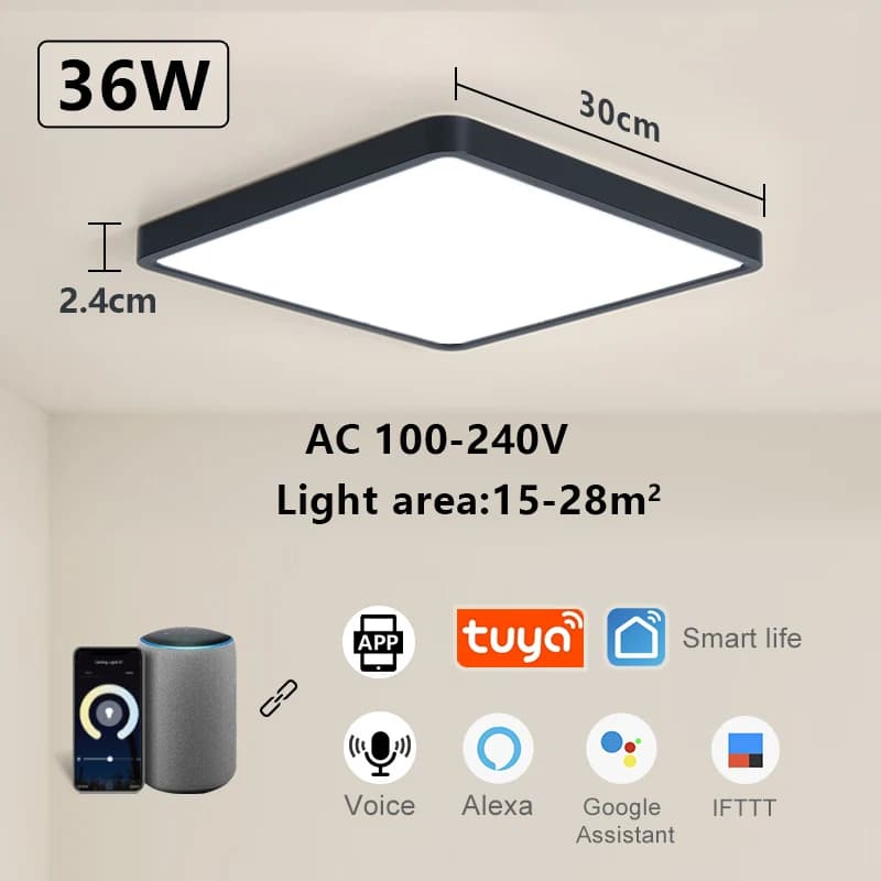 MARPOU Tuya LED plafonnier 36W Dimmable APP commande vocale plafonnier intelligent éclairage moderne