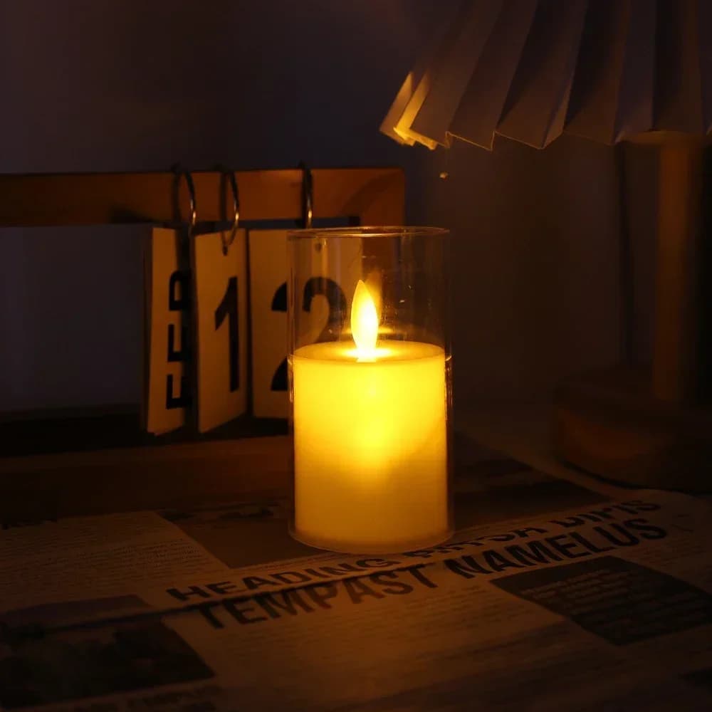 Bougies LED scintillantes sans flamme, avec batterie, fausse lampe électrique en acrylique pour mari
