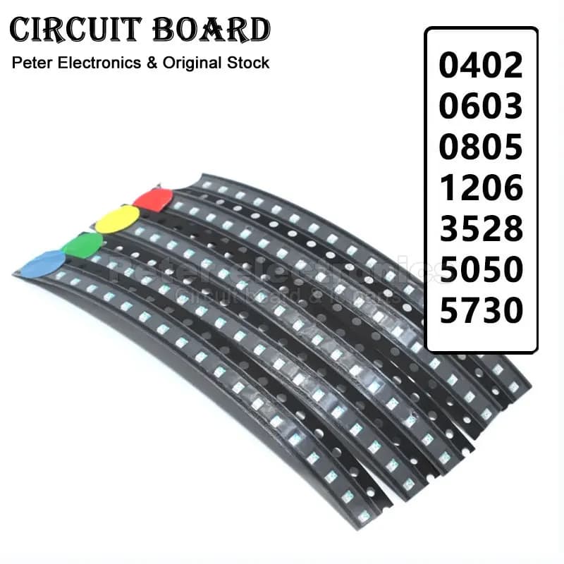 Diode électroluminescente LED SMD, rouge, jaune, vert, blanc, bleu, orange, 100 pièces/lot, 0402, 06