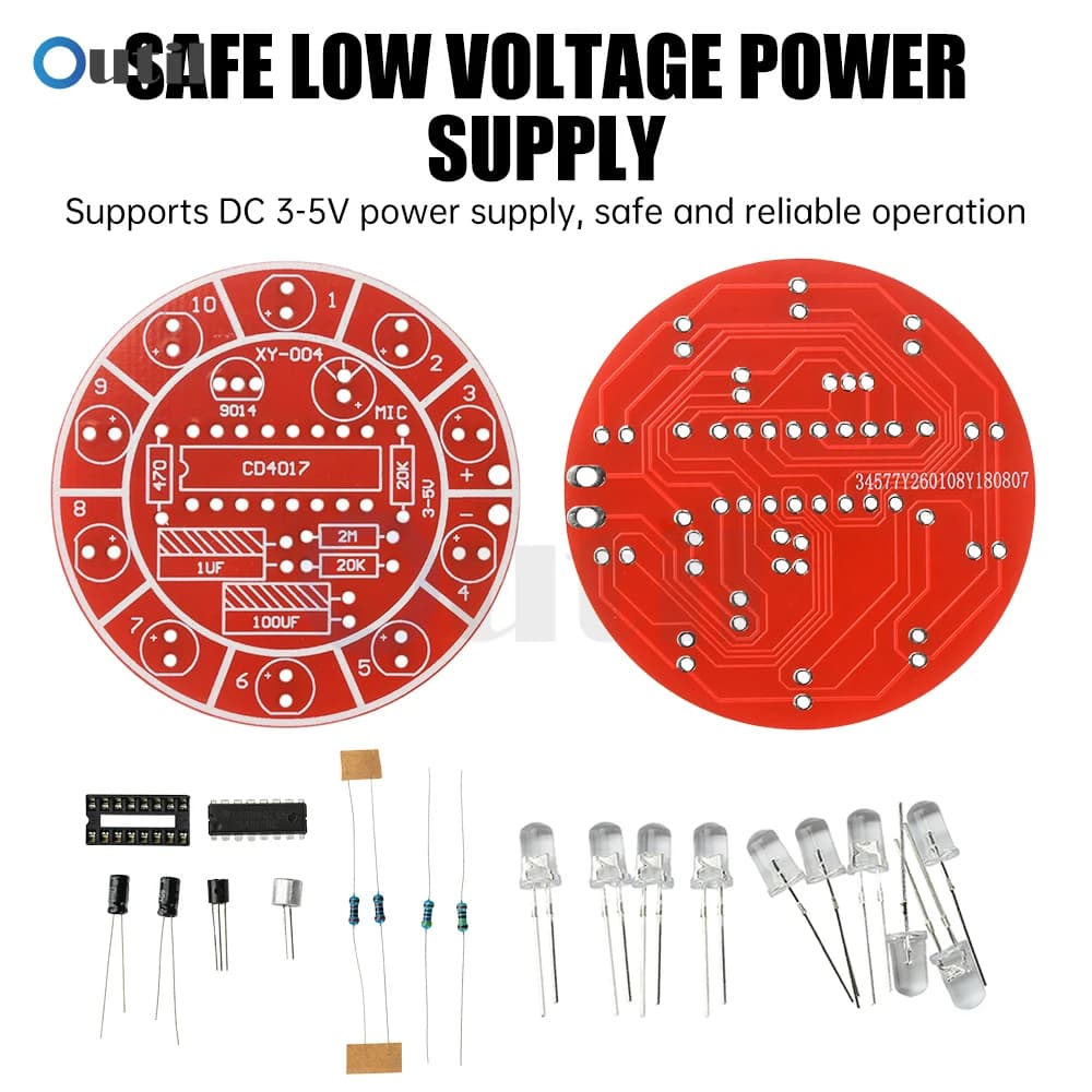 Kit de pratique de soudure DIY, circuit imprimé à LED activé par la voix DC 3-5V avec 10 LED pour l'