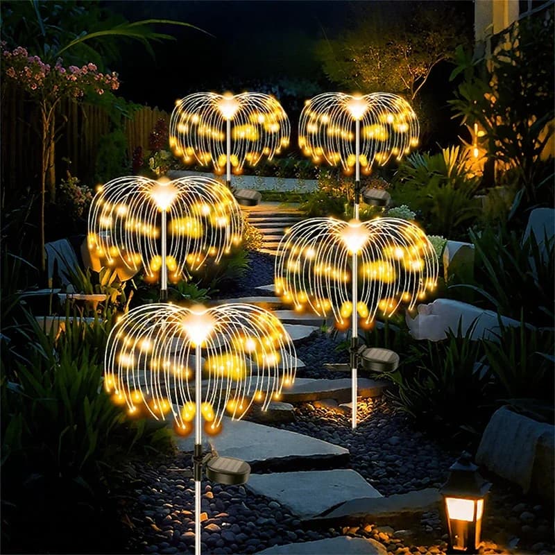 Lampes solaires LED d'extérieur, imperméables, décoration de noël, feu d'artifice, prise de sol, pou
