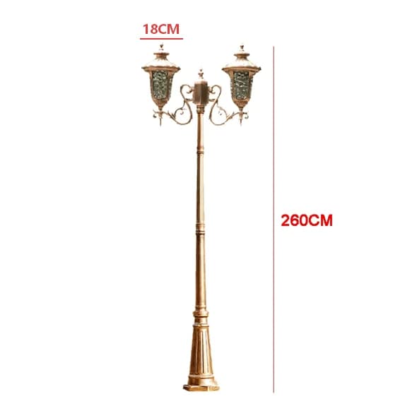 Lampadaire LED rétro européen à double tête, étanche, pour extérieur, cour, jardin, paysage, parc, s