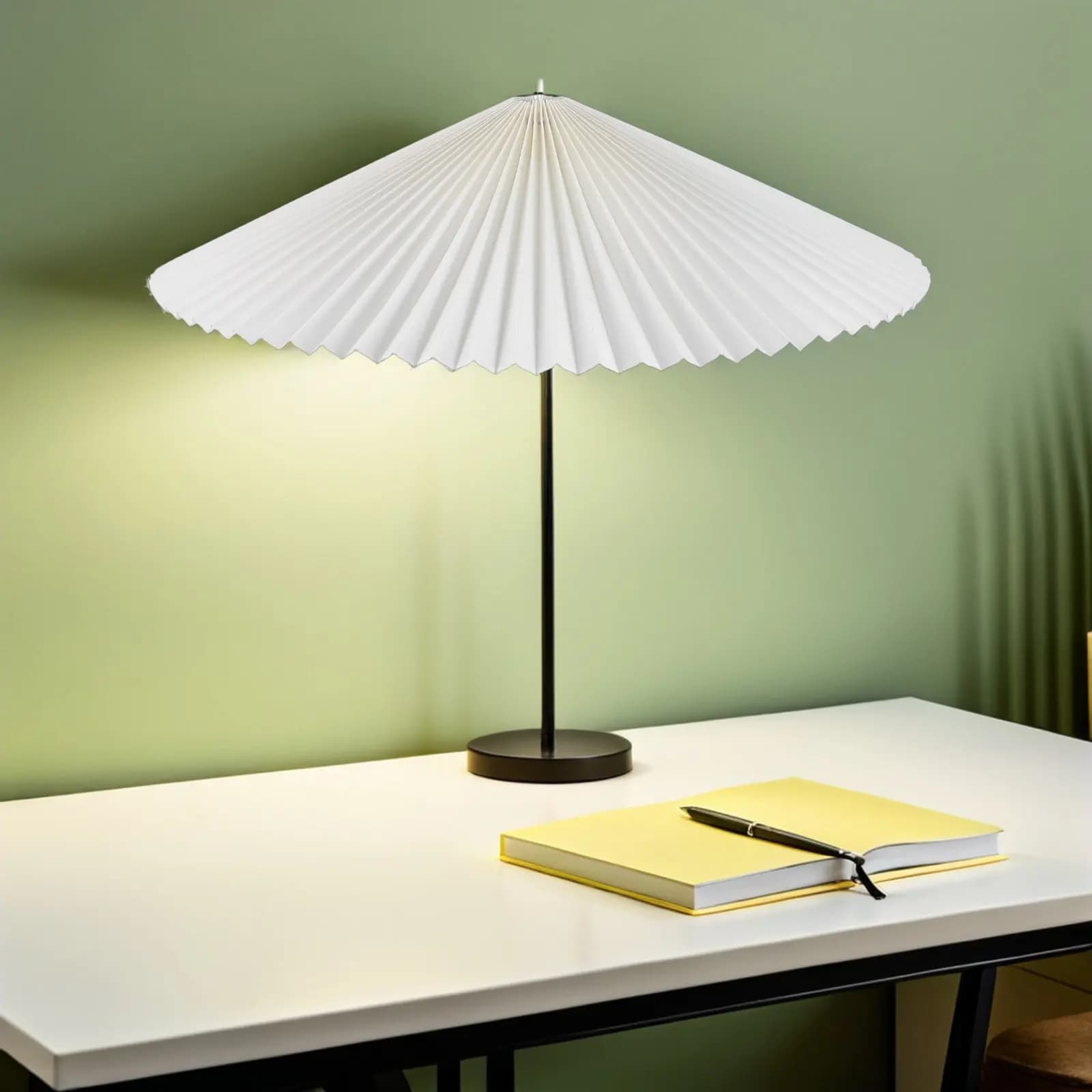 Abat-jour en tissu plissé en forme de parapluie, 20 cm de diamètre inférieur, 10 plis obliques, rota