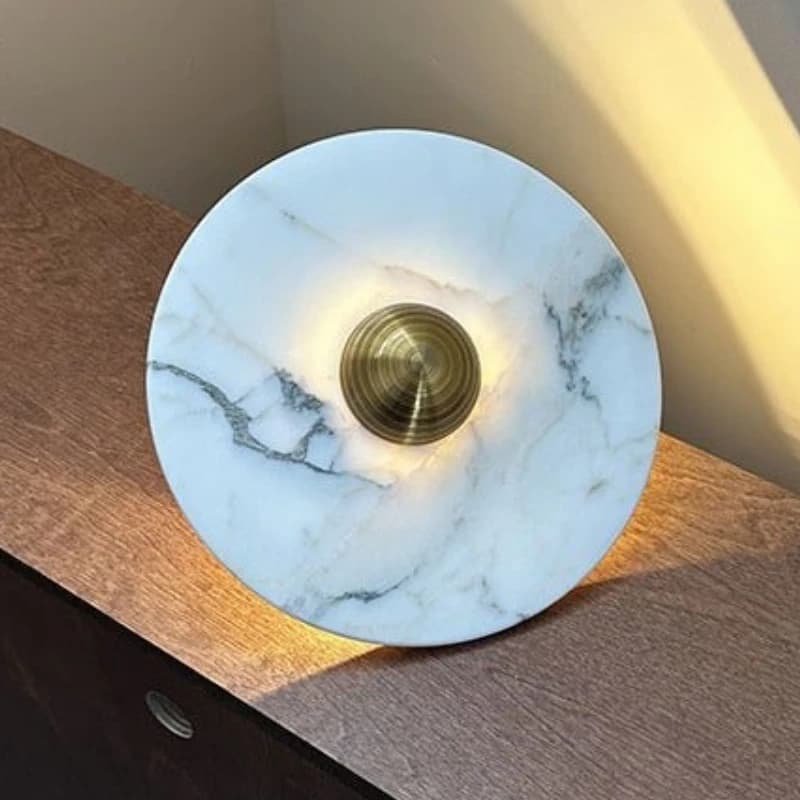 Espagne marbre naturel applique ronde mur LED applique lumière salon fond Restaurant salle de bain c