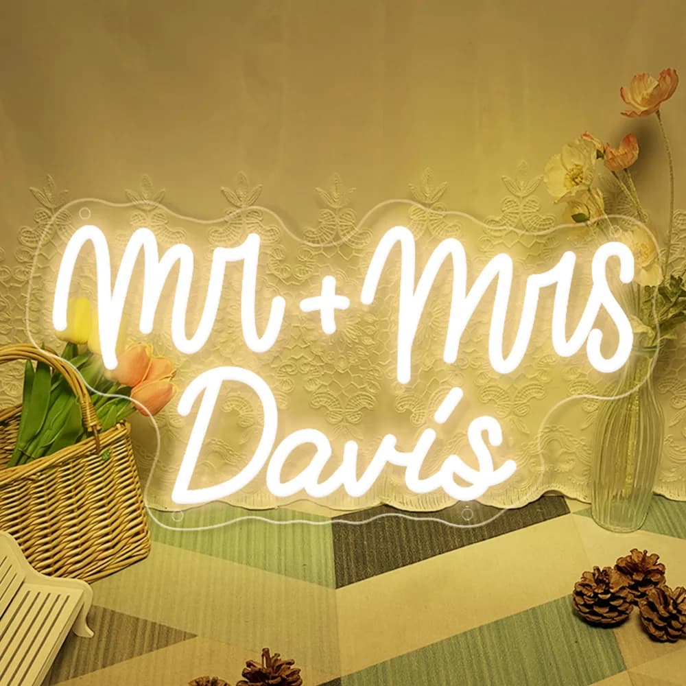 Enseigne Led personnalisée avec nom au néon, pour chambre à coucher, décoration de mariage, signes d