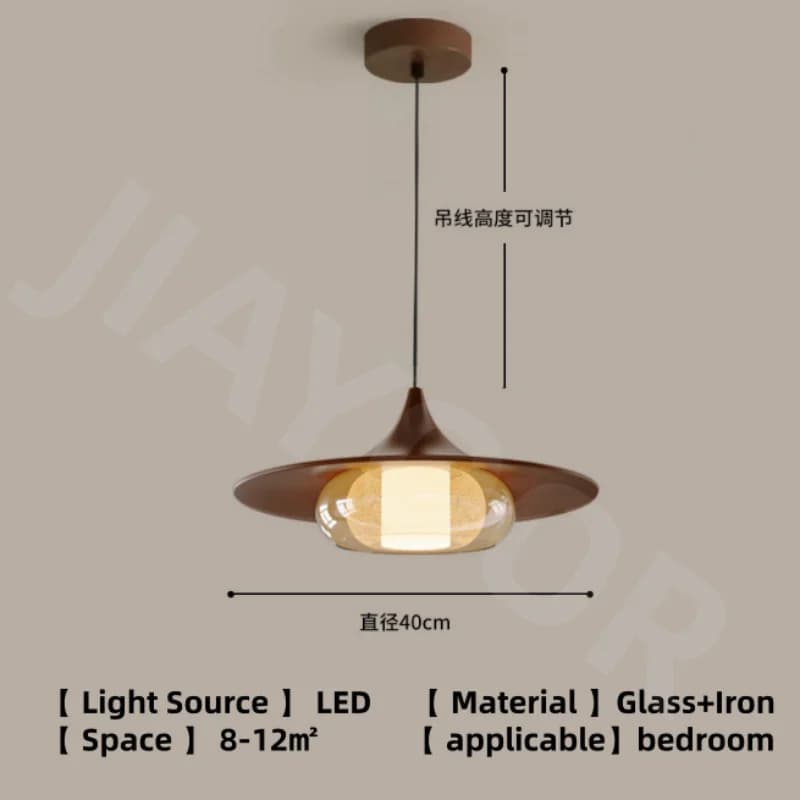 Lampe suspendue UFO de style ancien, couleur noyer, rétro français, pour salle à manger, table à man