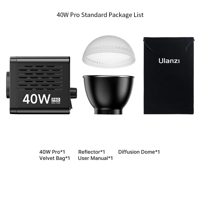 Ulanzi L023 40W Pro lumière vidéo Mini Bowens Mount COB lumière bicolore 2500-6500K 3400mAh lumière