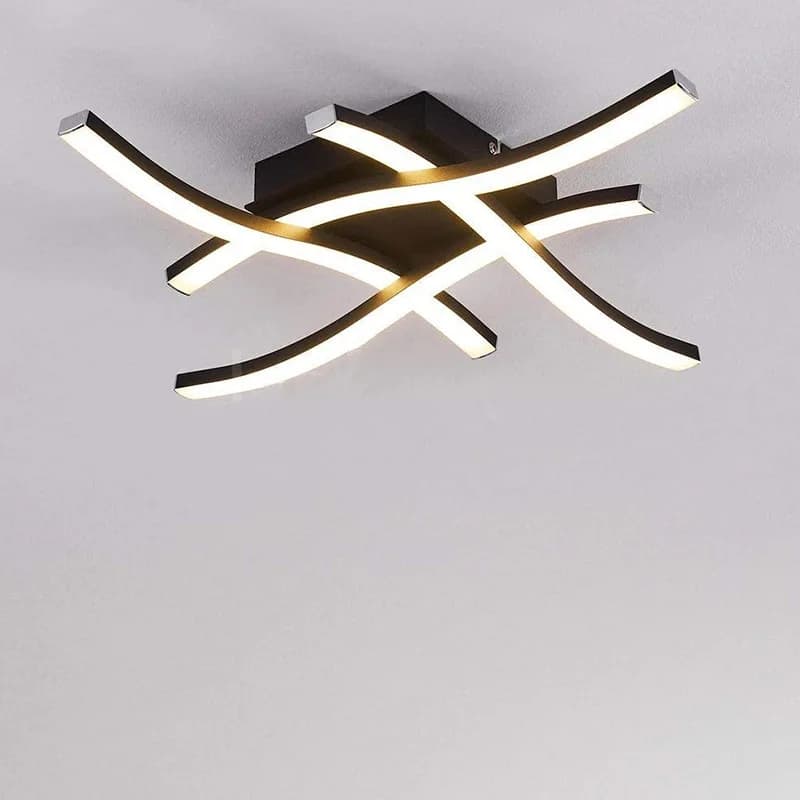 Noir LED Quad Wave plafonnier salon bande lumineuse chambre plafonnier minimaliste maison luminaire