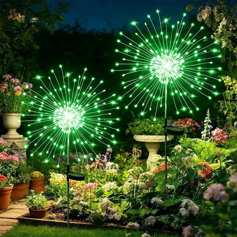 Lampes solaires LED décoratives pour jardin, étanches, en forme de feux d'artifice, sur piquets, pou