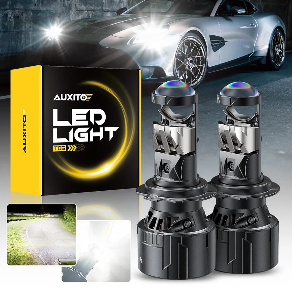 AUXITO 2 pièces Mini H7 LED avec lentille H4 9003 lentilles de projecteur LED phare faisceau Hi/Lo C