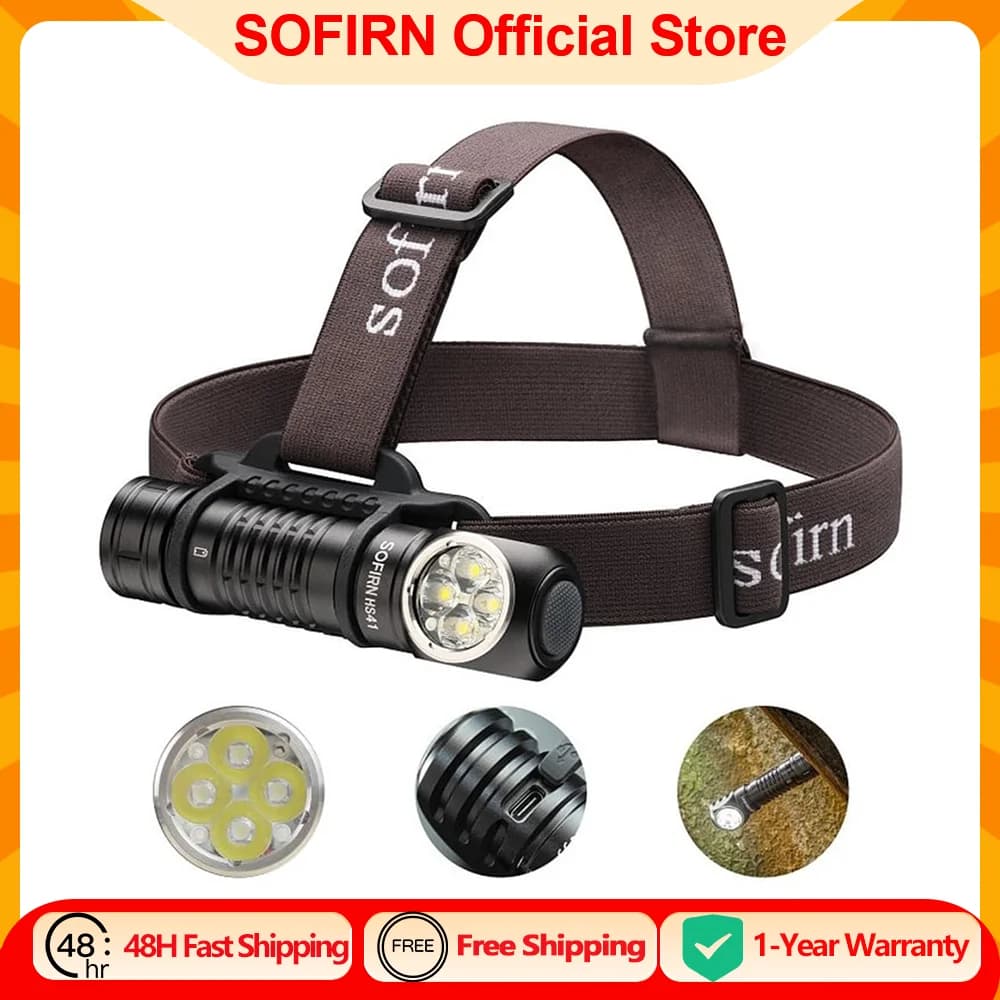 SOFIRN HS41 lampe frontale 4000lm 21700 USB C Rechargeable avec indicateur de torche LED SST20 avec