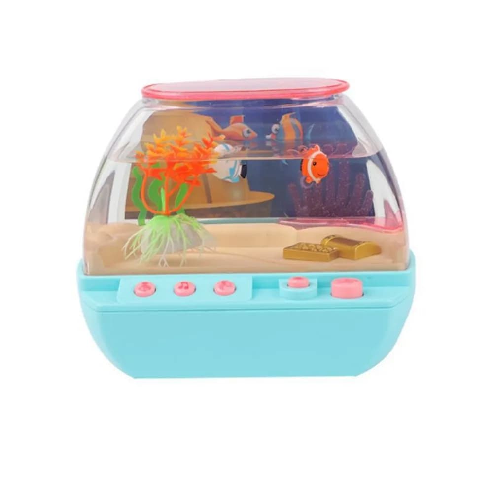 Aquarium artificiel créatif dessin animé, joli réservoir lumineux LED, faux Aquarium avec musique, M