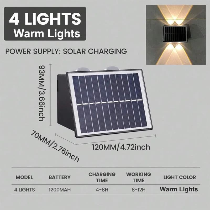 Lampe murale solaire extérieure lumière LED solaire étanche haut et bas éclairage lumineux balcon co