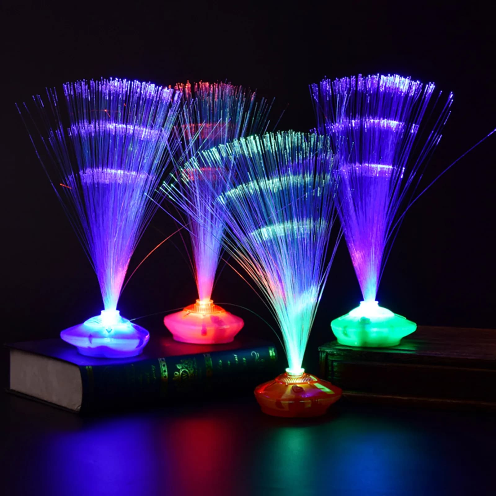 Lampe de nuit LED colorée en Fiber optique, décoration de vacances, de noël, de mariage, étoiles bri
