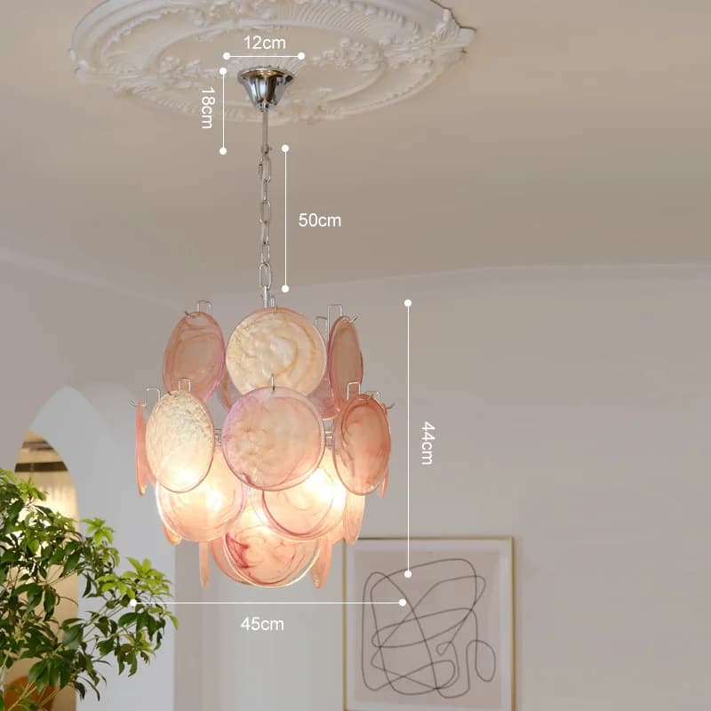 Lustre en verre artisanal français – Éclairage orné de cristaux vintage pour décoration de restauran