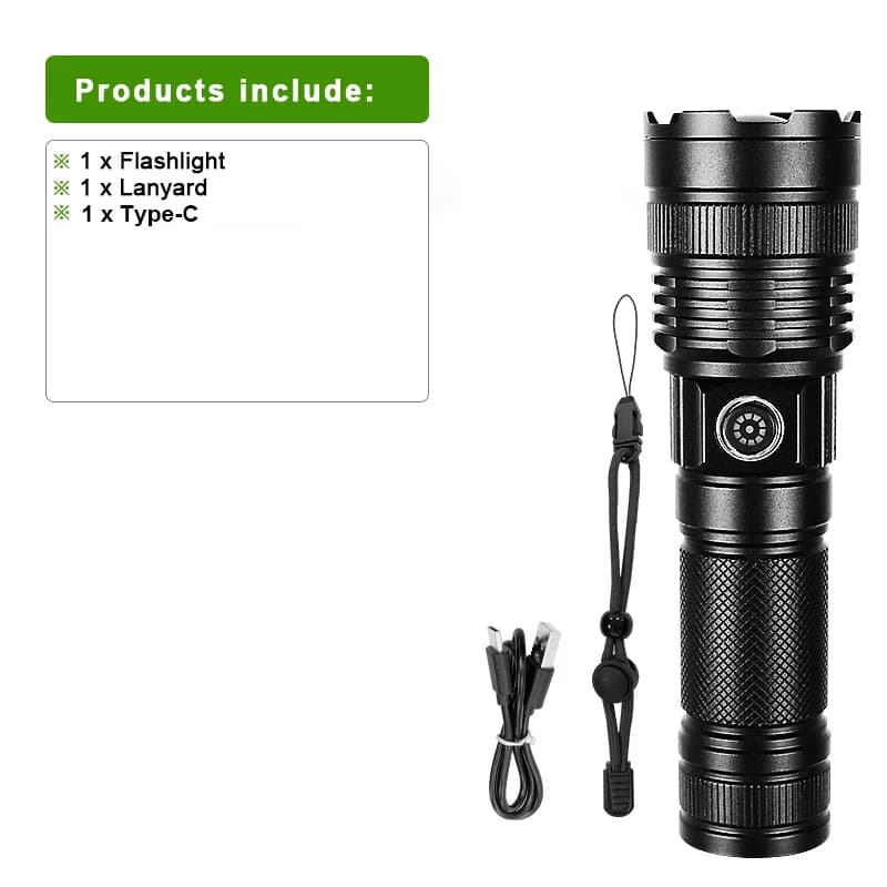 Lampe torche LED super lumineuse 99000000 LM, portée de 5000 m, 800 W, batterie intégrée, charge USB