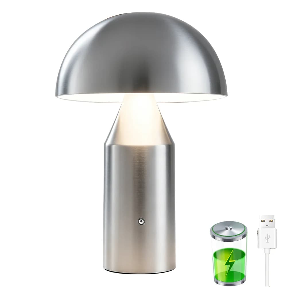 Lampe de bureau LED en forme de champignon, 3 couleurs réglables, tactile, rechargeable par USB, lam