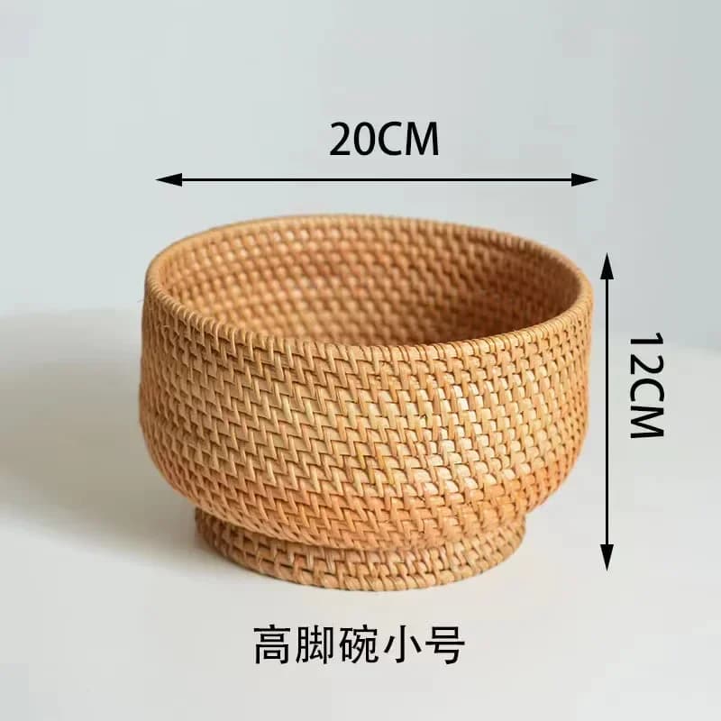 Mir de Rangement Rond en Rotin Tissé à la Main, Paniers de Fruits, Bureau Domestique, Évaluation Sol