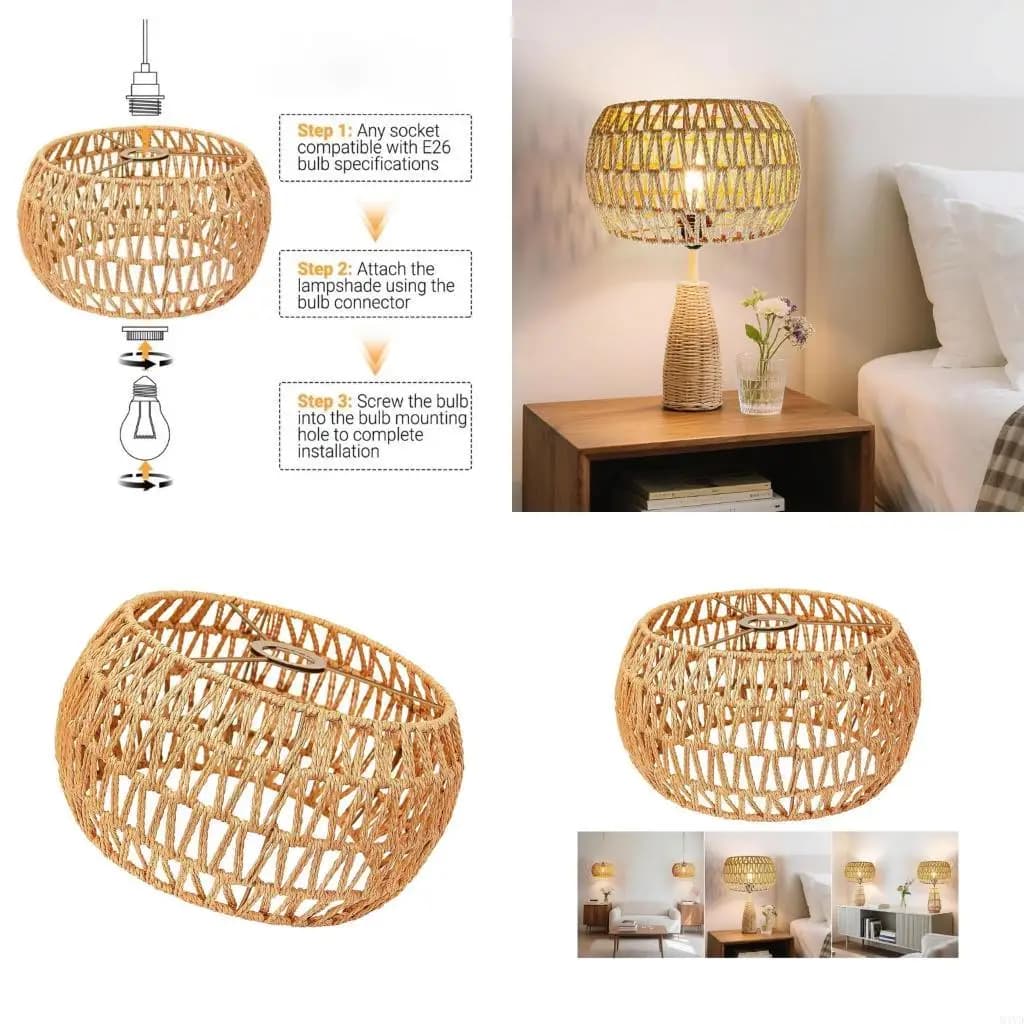 Couvercle lampe suspendue en cordon papier fait à main, créant une lueur douce pour les lecture M4YD