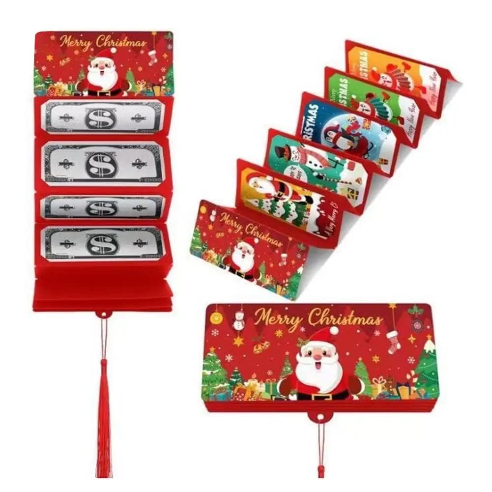 Porte-monnaie de Noël pour espèces, enveloppe de trésorerie de Noël avec 10 emplacements, porte-cart
