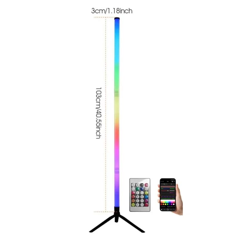 Lampe de sol LED RGB de 120 cm, lumière ambiante à détection sonore, lampe murale d'angle pour chamb