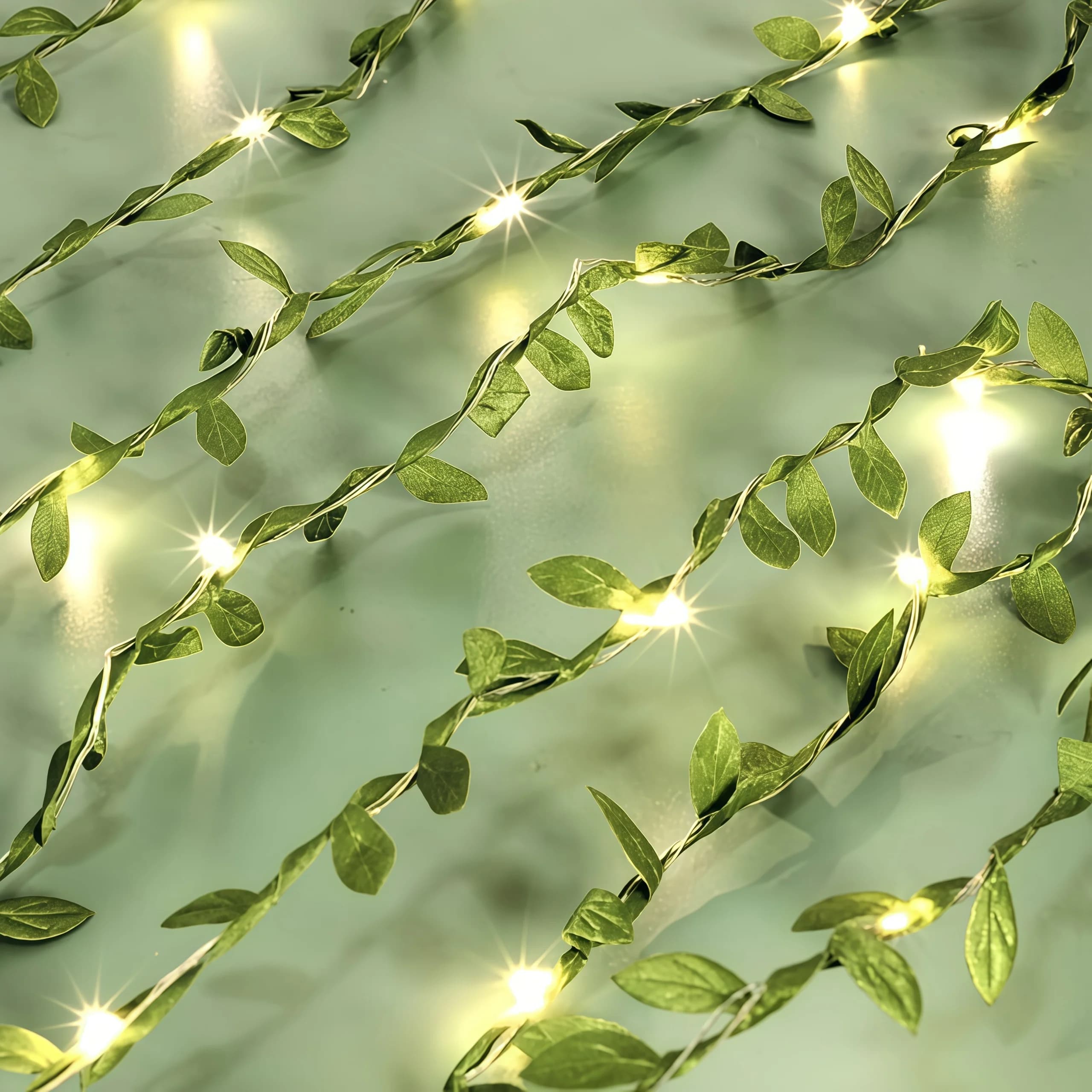 Guirlande lumineuse LED en forme de feuille verte, fausses plantes, 20/50/100LED, lumières de lierre