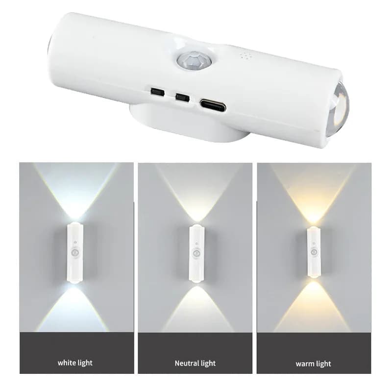 Lampe murale intelligente à dégradé RGB avec capteur de mouvement magnétique rechargeable pour chamb