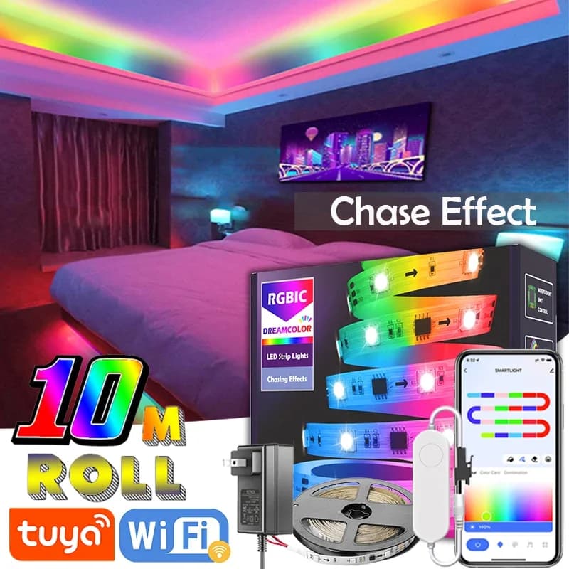 10 M/rouleau TUYA LED bandes lumineuses Smartlife APP contrôle Pixel WS2811 RGBIC LED bande lumières