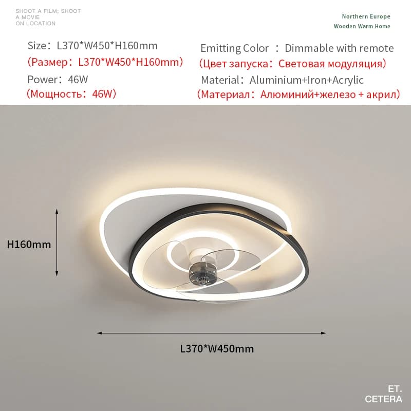 Ventilateur électrique avec lumière LED moderne, lampe de plafond 220V avec télécommande, lumière po
