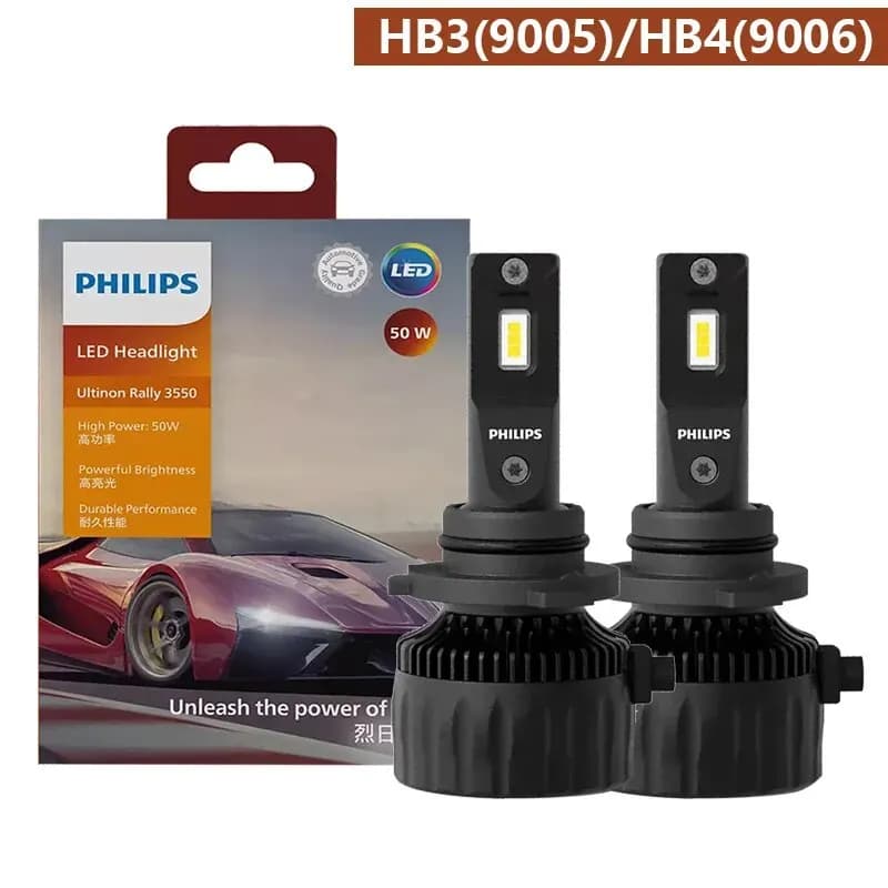 Philips Ultinon Rally 3550 LED, H4 H7 H11 HB3 HB4 HIInter 9005 9006 9012 100W 9000LM, Haute Puissanc