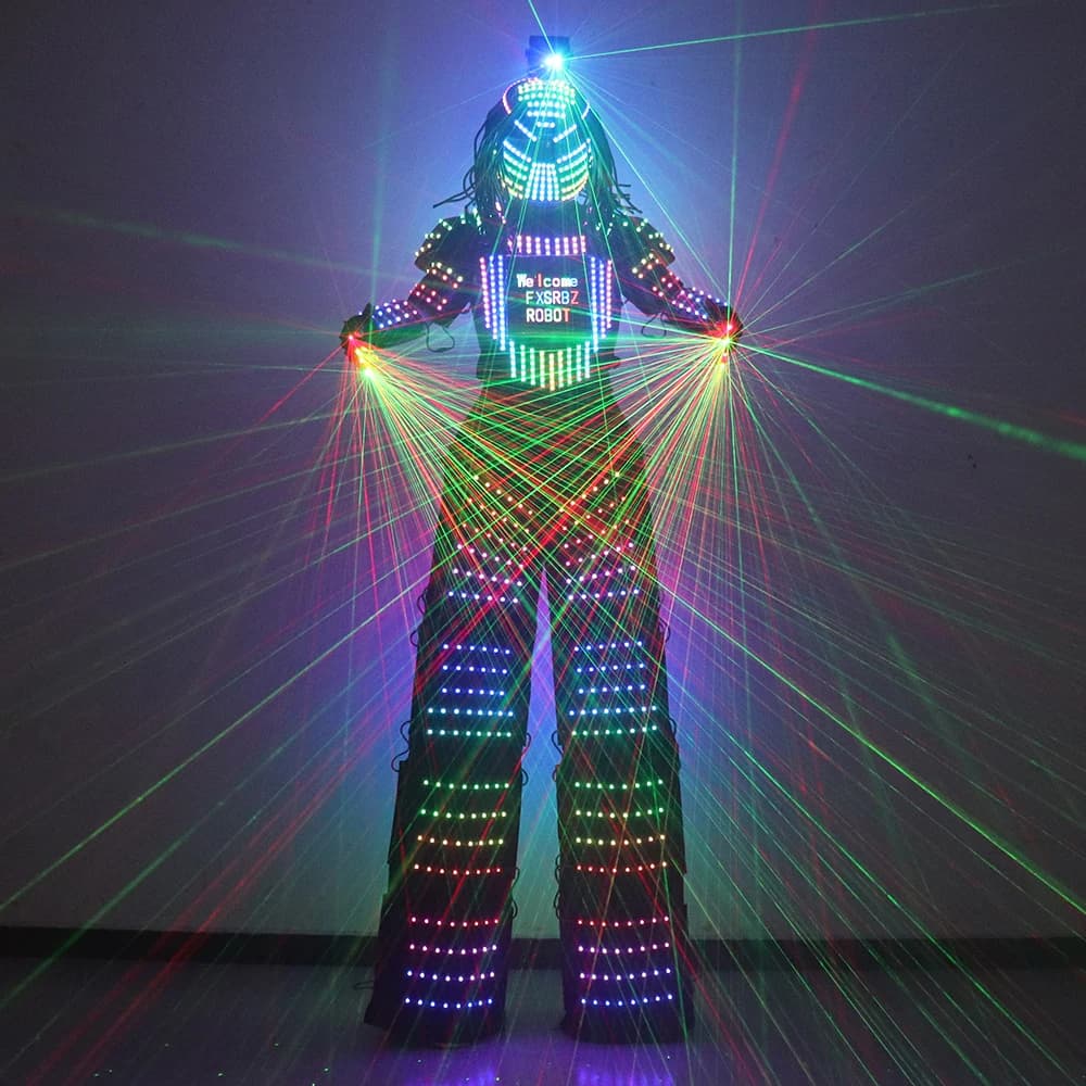 Costume de Robot LED Pixel polychrome, Costume Traje, robe, vêtements, échasses, veste lumineuse, ga