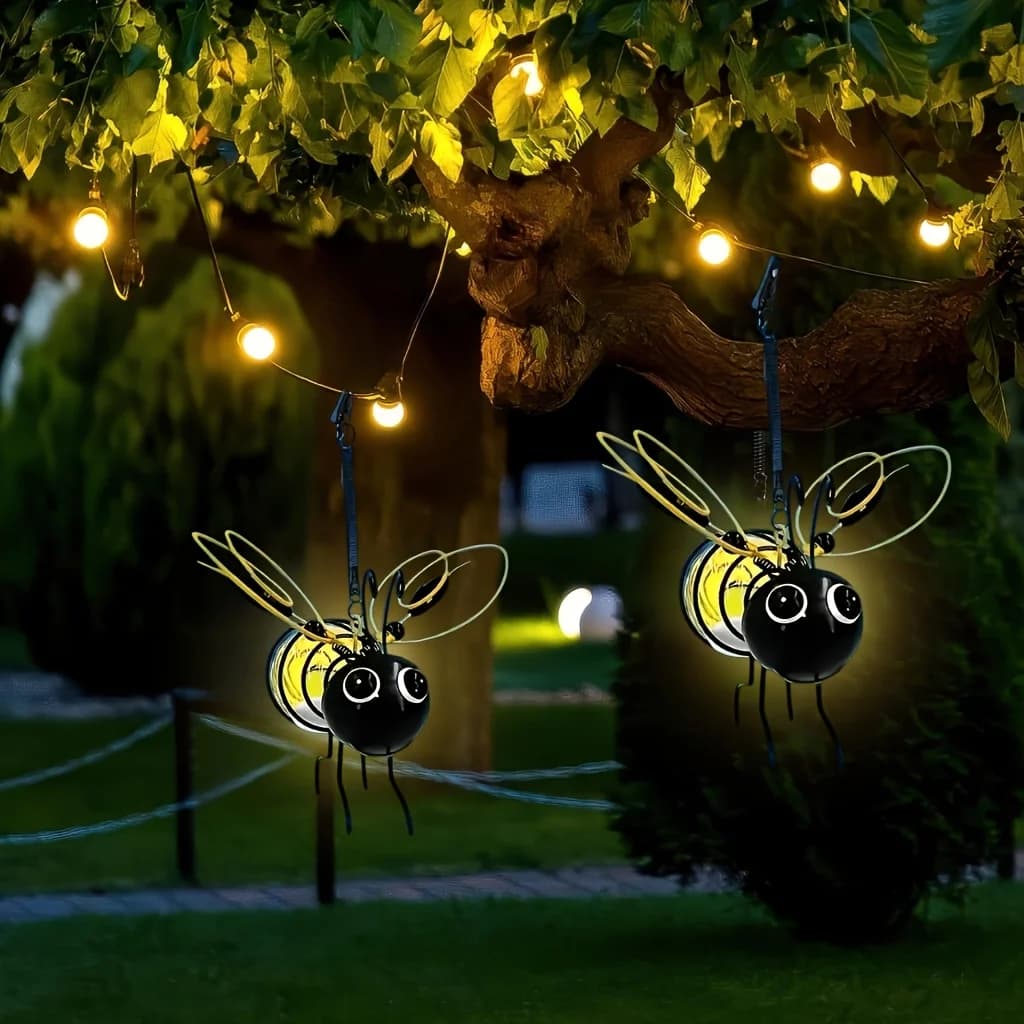 Lampes anti-insectes à énergie solaire en forme d'abeilles, laterne solaire d'extérieur, étanche pou