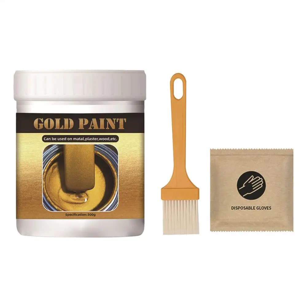 Peinture artisanale dorée, 300g, peinture métallique liquide à base d'eau pour bois, métal, tissu et
