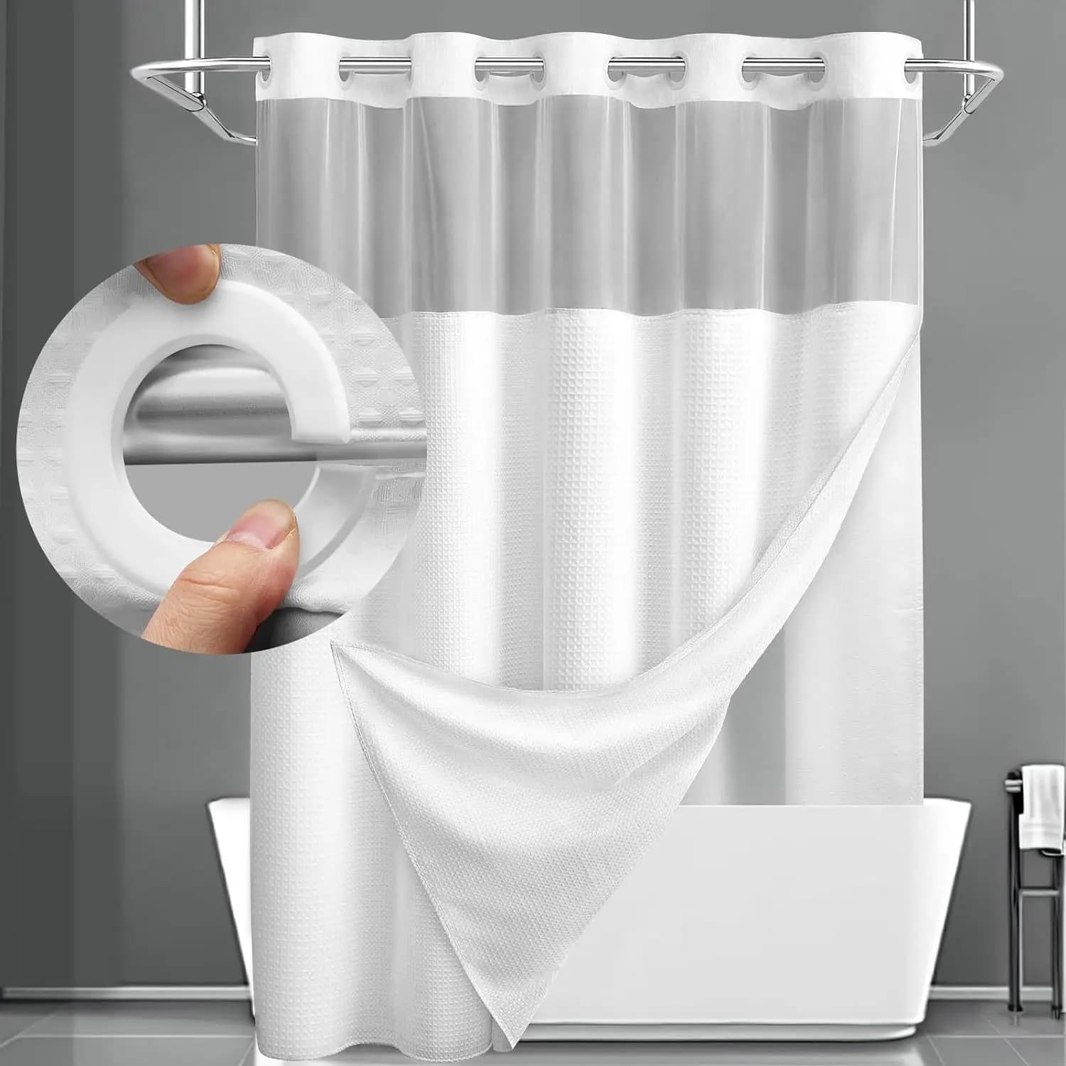Rideau de douche Double couche, couverture de douche étanche, rideau de douche de salle de bain pour