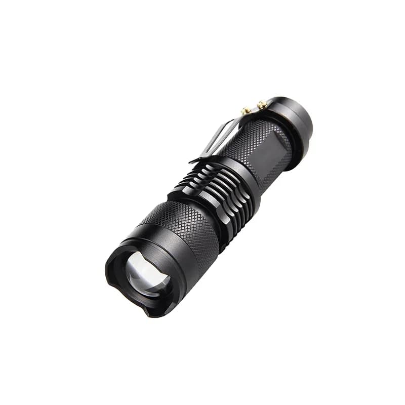 Mini lampe de poche LED zoomable pour enfants, torche Q5 avec pince à crayons, petite lanterne de po