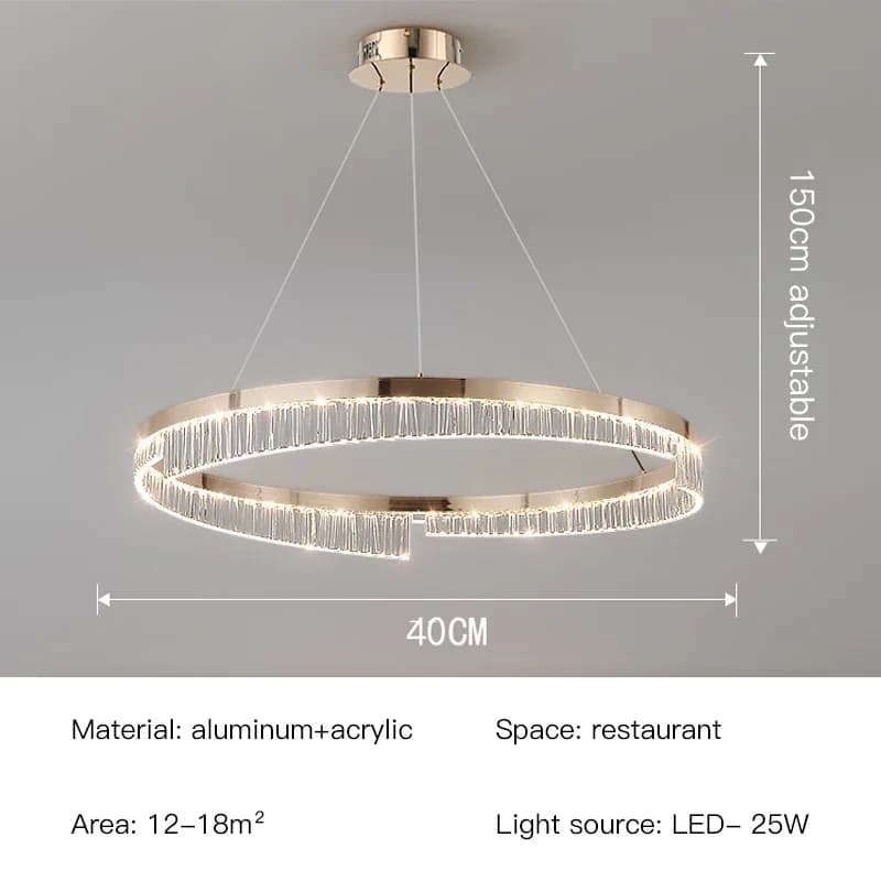 Anneau de luxe Led lustre pour salon Suspension lampe en aluminium chambre salle à manger or pâle it